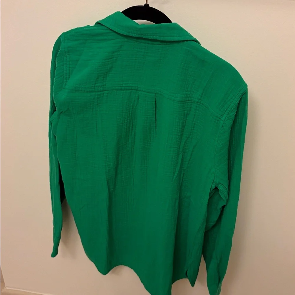 J.Crew Gauze button up shirt Medium Kelly Green - Picture 4 of 4
